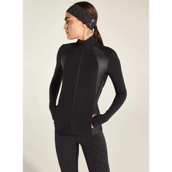 Sweaty Betty X Halle Berry Jacket Womens XXS Black Storm Power High Shine Zip - Picture 3 of 13